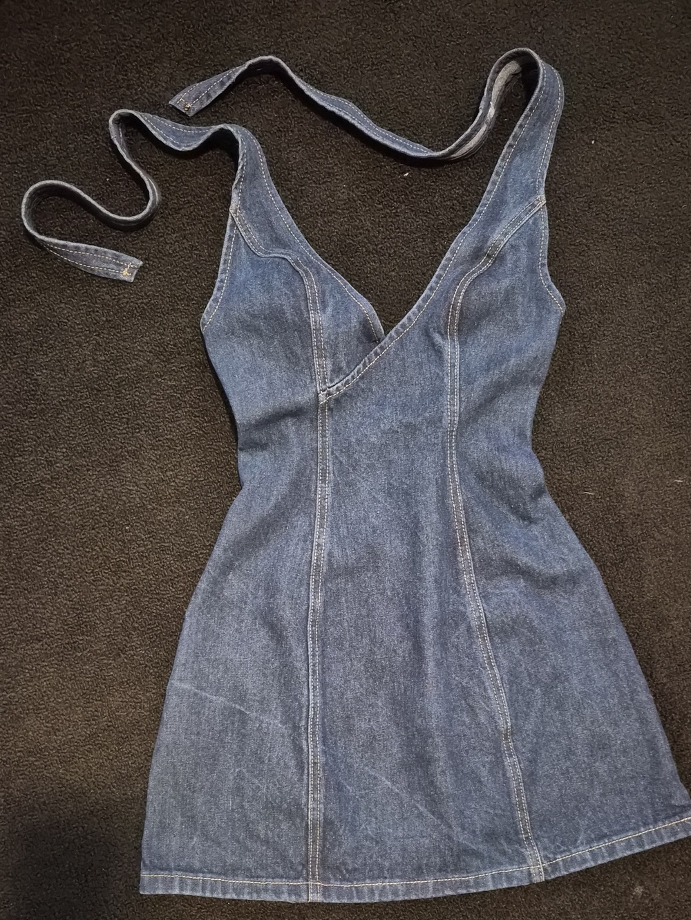 Dark Blue Denim Halter Mini